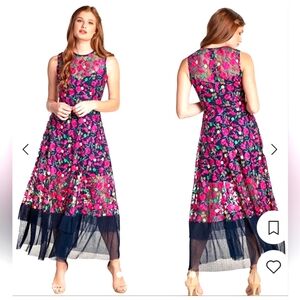 Dress the population embroidery maxi dress